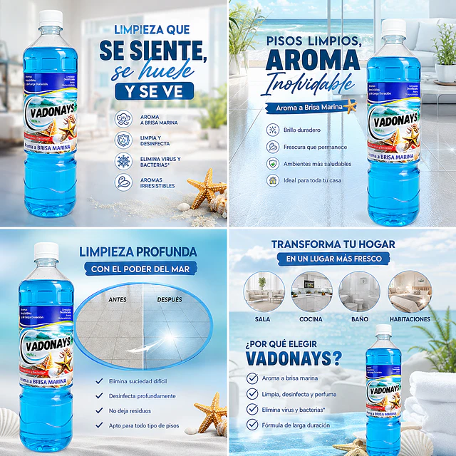 Limpia Pisos Aroma Brisa Marina Vadonays 900ml