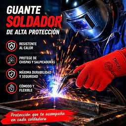 Guante De Soldador Rojo Descarne - Certificado