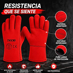 Guante De Soldador Rojo Descarne - Certificado