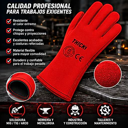 Guante De Soldador Rojo Descarne - Certificado
