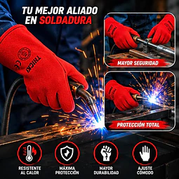 Guante De Soldador Rojo Descarne - Certificado