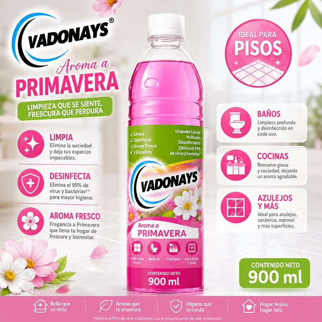 Limpia Pisos Aroma Primavera Vadonays 1800ml