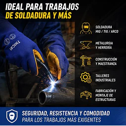 Guante De Soldador Azul y Amarillo - Cetificado
