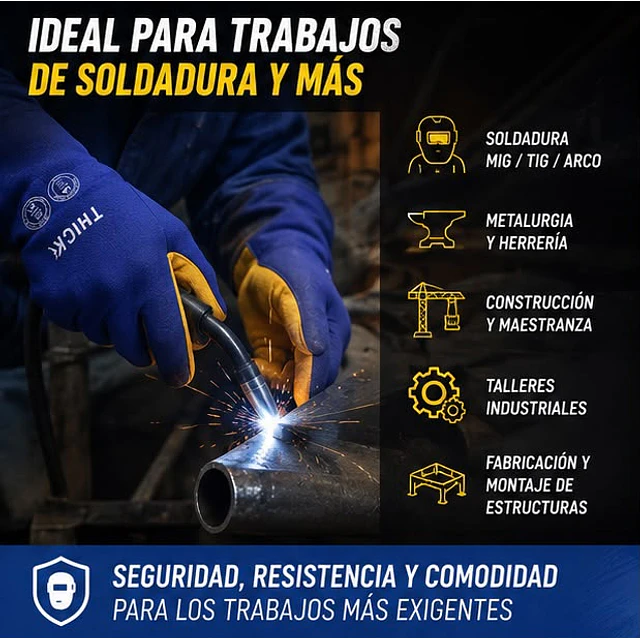 Guante De Soldador Azul y Amarillo - Cetificado