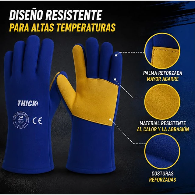 Guante De Soldador Azul y Amarillo - Cetificado