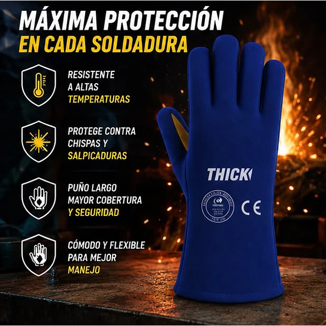 Guante De Soldador Azul y Amarillo - Cetificado