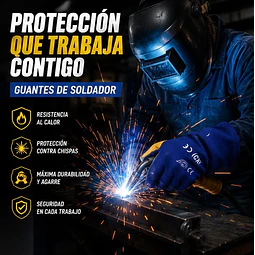 Guante De Soldador Azul y Amarillo - Cetificado