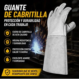 Guantes De Trabajo Cabritilla Largo Certificado 1 Par
