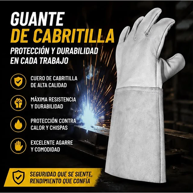 Guantes De Trabajo Cabritilla Largo Certificado 1 Par