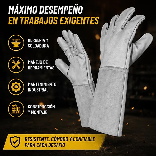 Guantes De Trabajo Cabritilla Largo Certificado 1 Par
