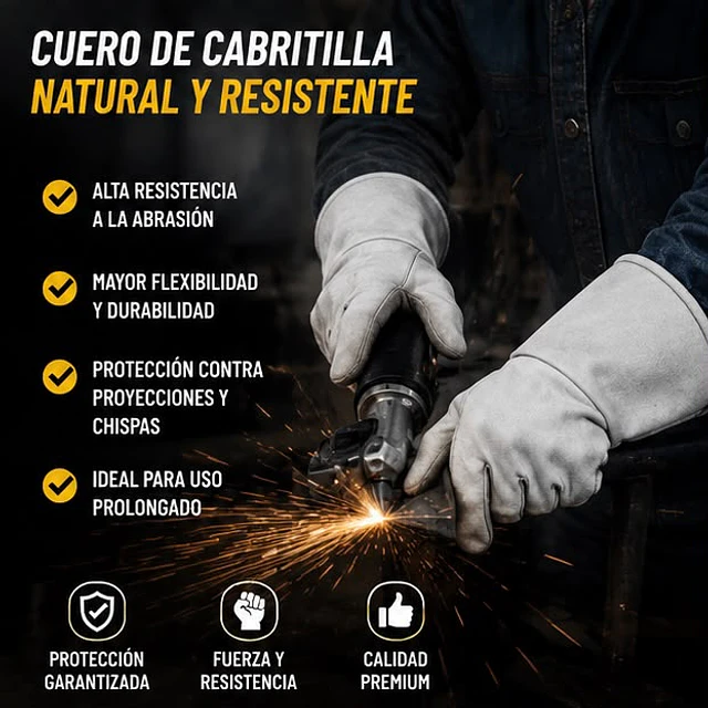 Guantes De Trabajo Cabritilla Largo Certificado 1 Par
