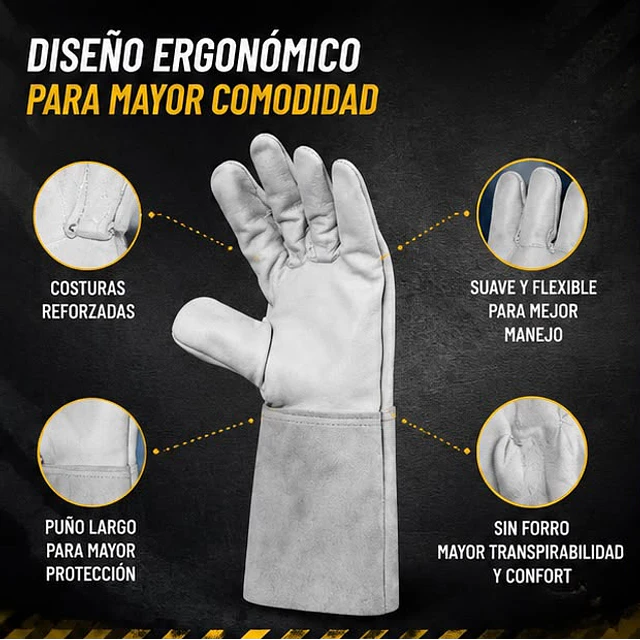 Guantes De Trabajo Cabritilla Largo Certificado 1 Par