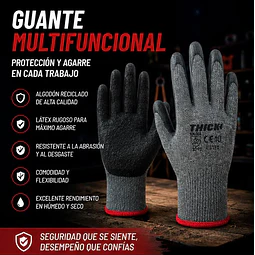 Guante De Trabajo Palma Latex Gris - 1 Par