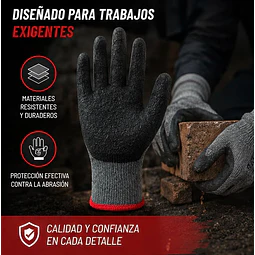 Guante De Trabajo Palma Latex Gris - 1 Par
