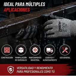 Guante De Trabajo Palma Latex Gris - 1 Par