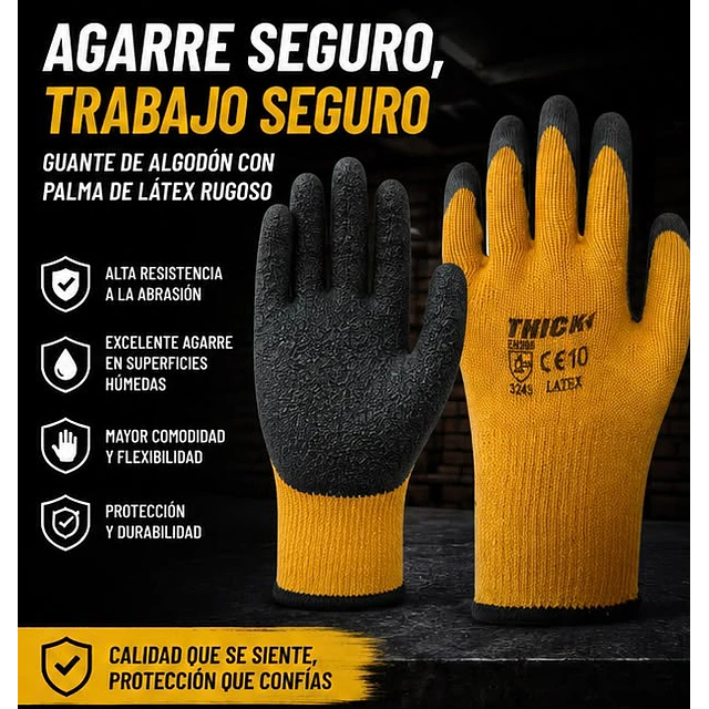 Guante De Trabajo Palma Latex Amarillo - 1 Par