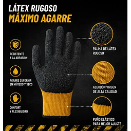 Guante De Trabajo Palma Latex Amarillo - 1 Par