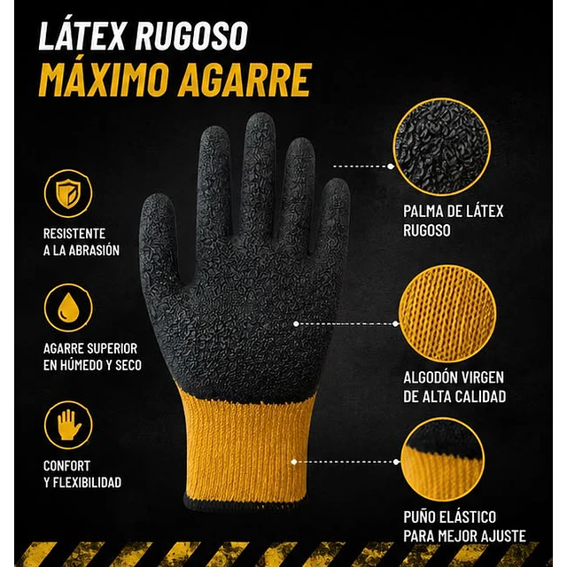 Guante De Trabajo Palma Latex Amarillo - 1 Par