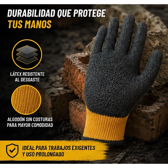 Guante De Trabajo Palma Latex Amarillo - 1 Par