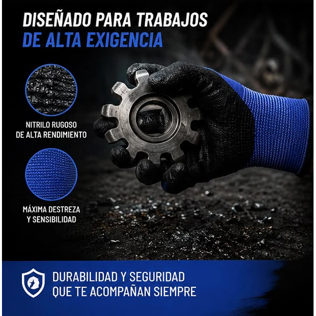 Guante Nitrilo Rugoso Talla 9 - 1 Par 