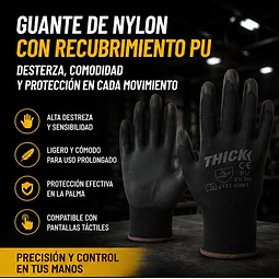 Guante Palma Pu Tacto Fino Multipropósito - certificado 1 Par