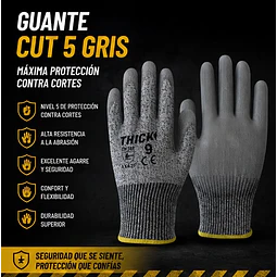 Guante Anticorte Cut 5 Color Gris - 1 Par