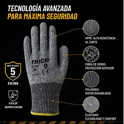 Guante Anticorte Cut 5 Color Gris - 1 Par