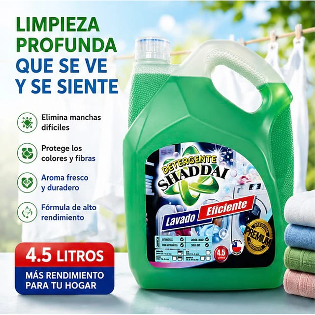 Detergente Liquido Premiun Shaddai 4.5 Litros Verde