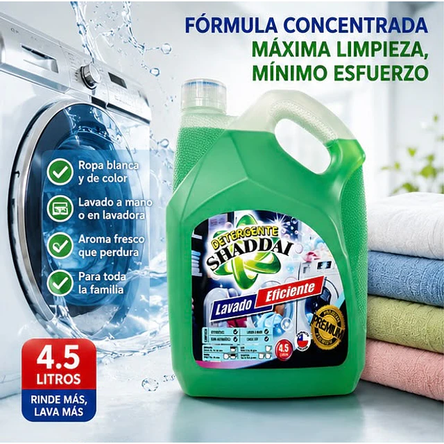 Detergente Liquido Premiun Shaddai 4.5 Litros Verde