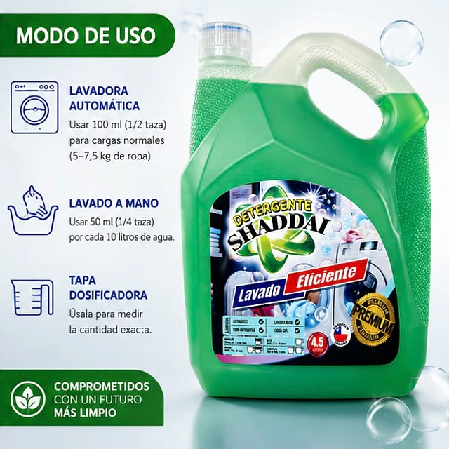 Detergente Liquido Premiun Shaddai 4.5 Litros Verde