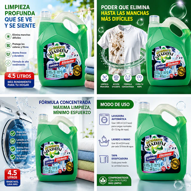 Detergente Liquido Premiun Shaddai 4.5 Litros Verde