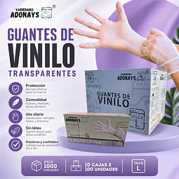 Guante Vinilo Sin Polvo Box de 1000 Unidades Variedades Adonays