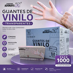 Guante Vinilo Sin Polvo Box de 1000 Unidades Variedades Adonays