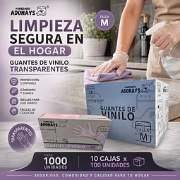 Guante Vinilo Sin Polvo Box de 1000 Unidades Variedades Adonays