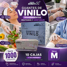 Guante Vinilo Sin Polvo Box de 1000 Unidades Variedades Adonays