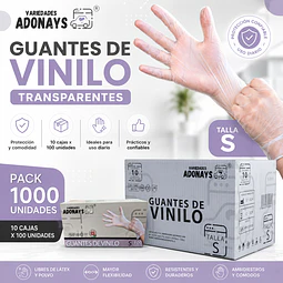 Guante Vinilo Sin Polvo Box de 1000 Unidades Variedades Adonays