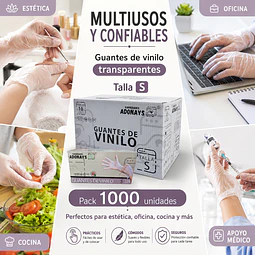 Guante Vinilo Sin Polvo Box de 1000 Unidades Variedades Adonays