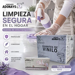 Guante Vinilo Sin Polvo Box de 1000 Unidades Variedades Adonays