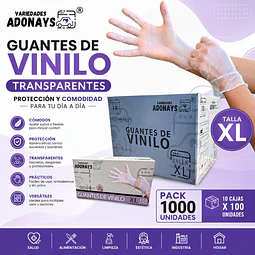 Guante Vinilo Sin Polvo Box de 1000 Unidades Variedades Adonays