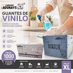 Guante Vinilo Sin Polvo Box de 1000 Unidades Variedades Adonays