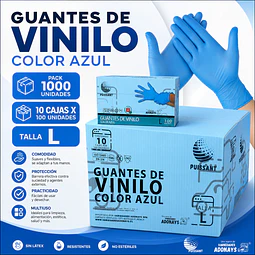 Guante Vinilo Azul Sin Polvo Box de 1000 Unidades Variedades Adonays