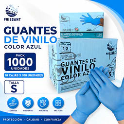Guante Vinilo Azul Sin Polvo Box de 1000 Unidades Variedades Adonays