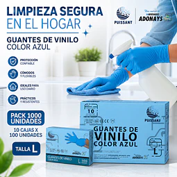 Guante Vinilo Azul Sin Polvo Box de 1000 Unidades Variedades Adonays