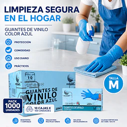 Guante Vinilo Azul Sin Polvo Box de 1000 Unidades Variedades Adonays
