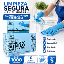 Guante Vinilo Azul Sin Polvo Box de 1000 Unidades Variedades Adonays