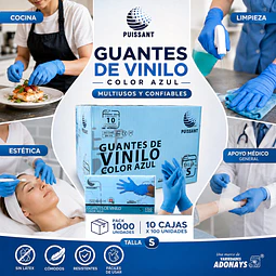 Guante Vinilo Azul Sin Polvo Box de 1000 Unidades Variedades Adonays