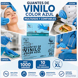 Guante Vinilo Azul Sin Polvo Box de 1000 Unidades Variedades Adonays