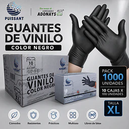 Guante Vinilo Negro Sin Polvo Box de 1000 Unidades Variedades Adonays