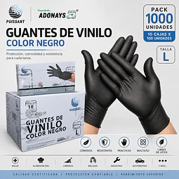 Guante Vinilo Negro Sin Polvo Box de 1000 Unidades Variedades Adonays
