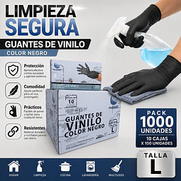 Guante Vinilo Negro Sin Polvo Box de 1000 Unidades Variedades Adonays